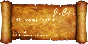 Jánossy Csák névjegykártya